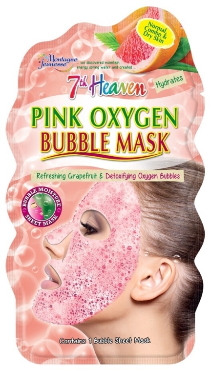 Detoksykująca maseczka bąbelkowa do twarzy w płacie - 7th Heaven Pink Oxygen Bubble Mask