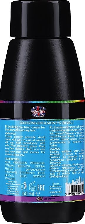 Emulsja utleniająca w kremie do rozjaśniania i farbowania włosów 9% - Ronney Professional Oxidant Creme  — Zdjęcie N2