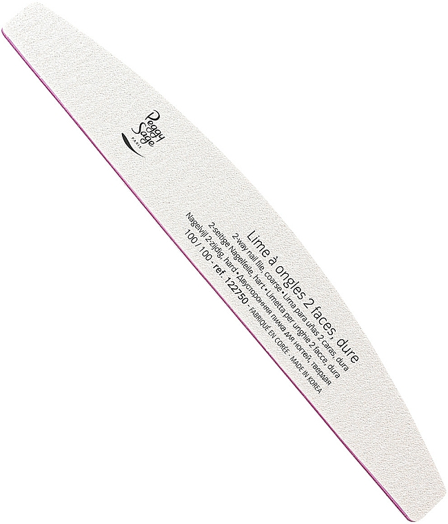 Dwustronny pilnik do paznokci 100/100, twardy, biały - Peggy Sage 2-Way Half-Moon Nail File — Zdjęcie N1