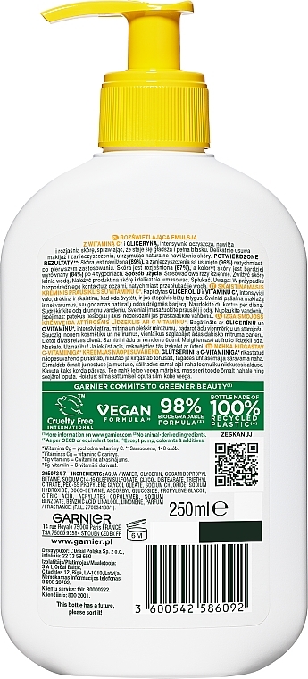 Rozjaśniający płyn do mycia twarzy - Garnier Naturals Brightening Cream Cleanser Vitamin C — Zdjęcie N2