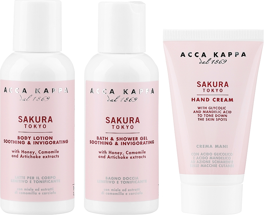 Acca Kappa Sakura Tokyo - Zestaw (sh/gel/100ml + b/lot/100ml + h/cr/75ml) — Zdjęcie N2