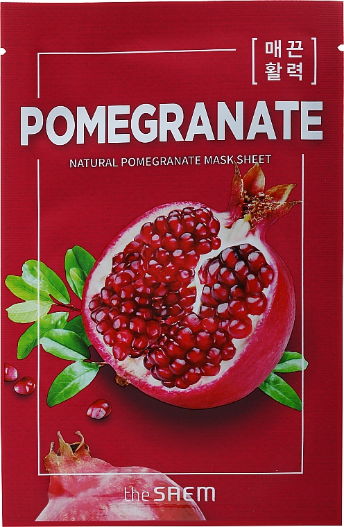 Maska na tkaninie z wyciągiem z granatu - The Saem Natural Pomegranate Mask Sheet — Zdjęcie N1