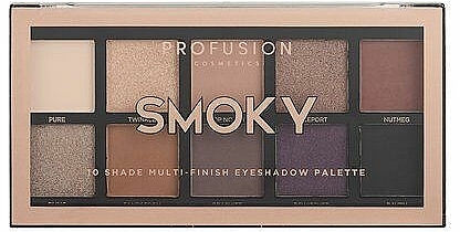 Paletka cieni do powiek - Profusion Cosmetics Smoky 10 Shade Multi-Finish Eyeshadow Palette — Zdjęcie N1