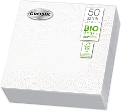 Kup Biodegradowalne serwetki papierowe, dwuwarstwowe, 33 x 33 cm, białe, 50 szt. - Grosik