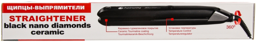 Diamentowo-ceramiczna prostownica do włosów - Hairway Black Nano Diamonds Ceramic MCH Technology — Zdjęcie N3