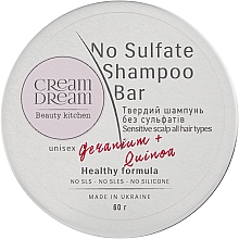 Kup Bezsiarczanowy szampon w kostce z proteinami quinoa do skóry wrażliwej - Cream Dream beauty kitchen Cream Dream No Sulfate Shampoo Bar