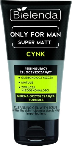 Peelingujący żel oczyszczający dla mężczyzn Cynk - Bielenda Only For Men Super Matt