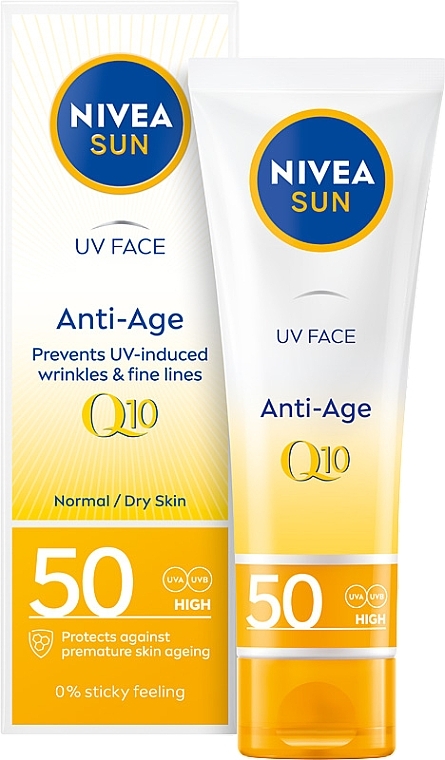 Przeciwzmarszczkowy krem do twarzy z wysoką ochroną SPF 50 - NIVEA SUN Q10 — Zdjęcie N1