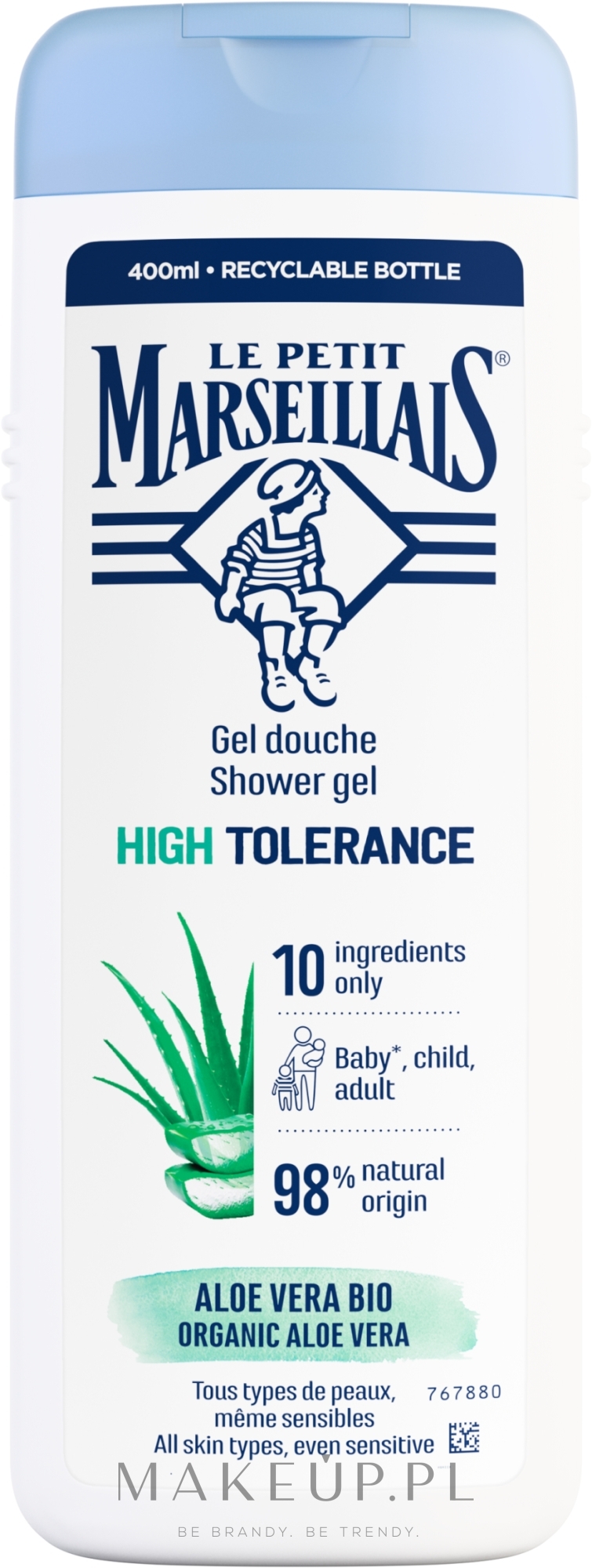 Nawilżający żel pod prysznic o wysokiej tolerancji z aloesem BIO - Le Petit Marseillais High Tolerance Aloe Vera Bio Moisturizing Shower Gel — Zdjęcie 400 ml