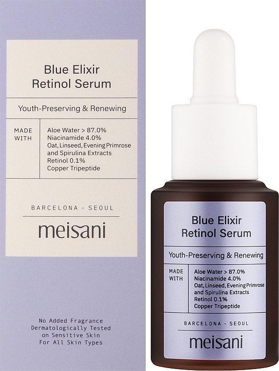 Serum przeciwstarzeniowe do twarzy z retinolem - Meisani Blue Elixir Retinol Serum — Zdjęcie N2