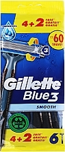 Zestaw jednorazowych maszynek do golenia, 4 + 2 szt. - Gillette Blue 3 Smooth — Zdjęcie N1
