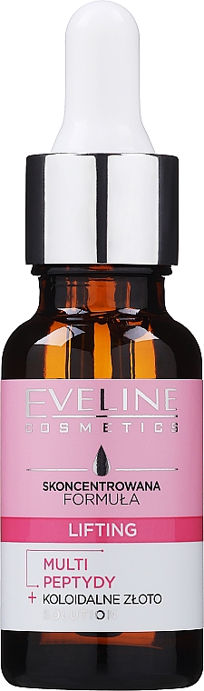 Skoncentrowane serum liftingujące do twarzy z multipeptydami i koloidalnym złotem - Eveline Cosmetics Lifting Concentrate Serum — Zdjęcie N2