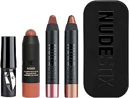 Zestaw - Nudestix Mini Sunset Nudes Kit (blush/1.8g + l/balm/2.5g + e/pen/2.5g) — Zdjęcie N1