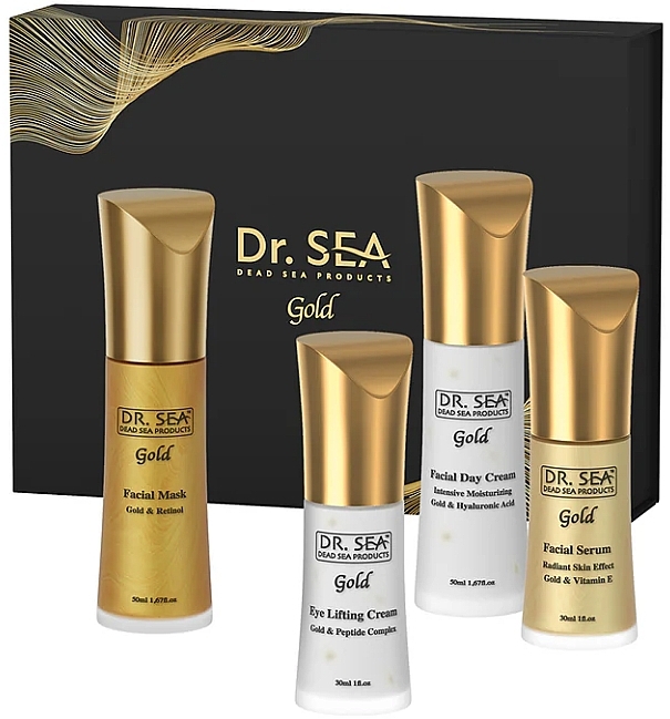 Zestaw - Dr.Sea Gift Gold Box Happy Skin (d/cr/50ml + mask/50ml + ser/30ml + eye/cr/30ml) — Zdjęcie N1