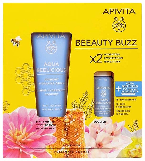 Zestaw - Apivita Aqua Beelicious Set (f/cream 40 ml + f/boost 10 ml) — Zdjęcie N2