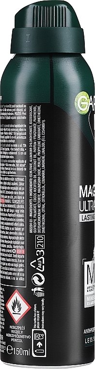Antyperspirant w sprayu dla mężczyzn - Garnier Mineral Men Mineral Magnesium Ultra-Dry Anti-Perspirant Spray 72h — Zdjęcie N2