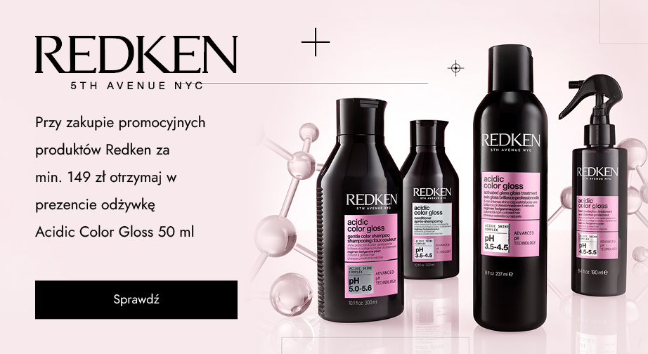Przy zakupie promocyjnych produktów Redken za min. 149 zł otrzymaj w prezencie odżywkę Acidic Color Gloss 50 ml.