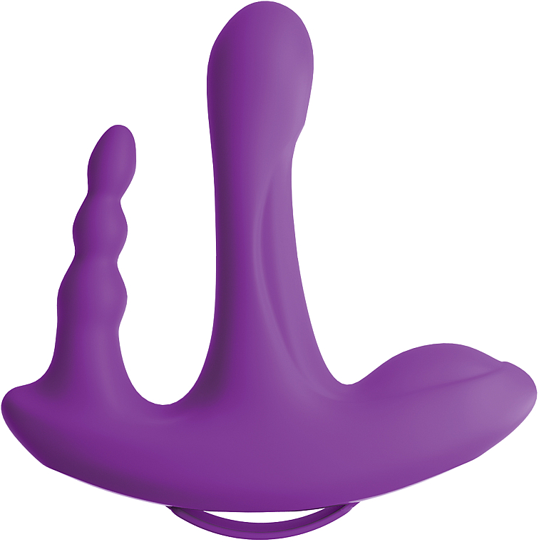 Wibrator o podwójnym działaniu i zdalnym sterowaniu, fioletowy - PipeDream Threesome Rock N' Ride Purple — Zdjęcie N2