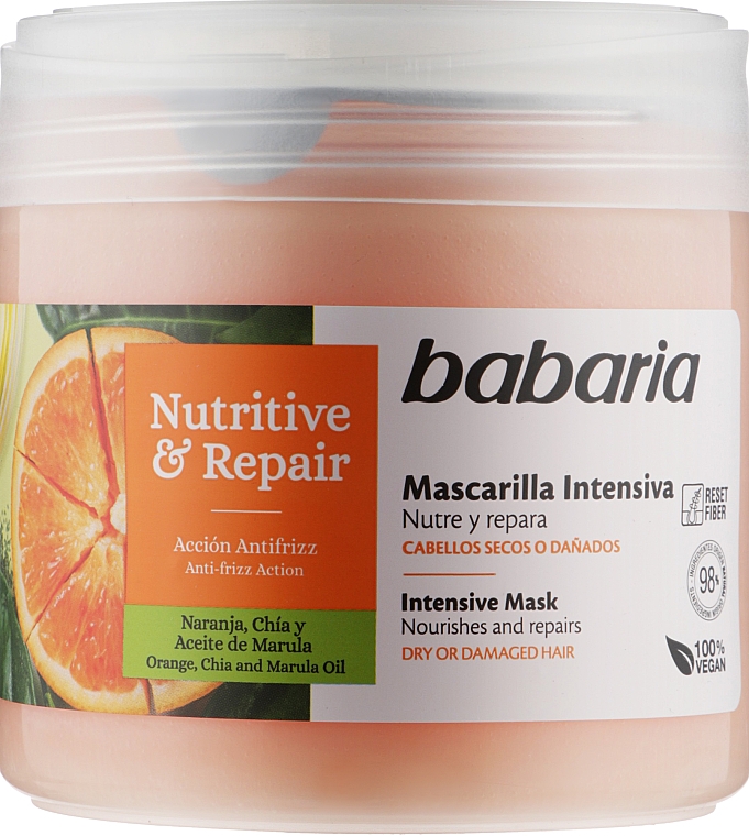 Intensywna maska do włosów Odżywienie i regeneracja - Babaria Intensive Mask Nutritive & Repair — Zdjęcie N1