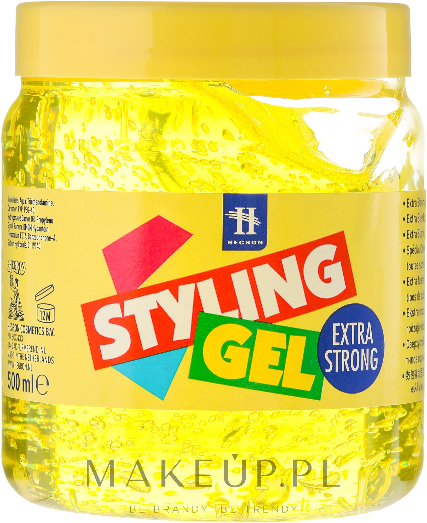 Mocny żel do stylizacji włosów Żółty - Hegron Styling Gel Extra Strong — Zdjęcie 500 ml