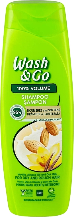 Szampon do włosów suchych i szorstkich Wanilia, olej ze słodkich migdałów i mleko owsiane - Wash&Go Shampoo — Zdjęcie N1