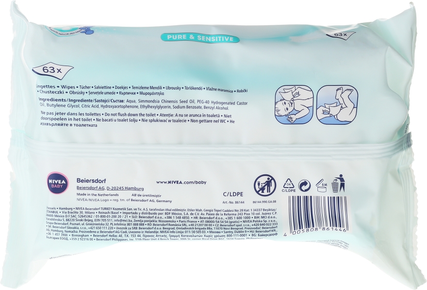 Chusteczki nawilżające dla dzieci - NIVEA BABY Pure & Sensitive Cleansing Wipes — Zdjęcie N2