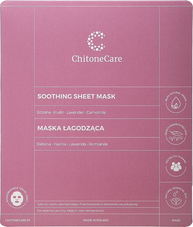 WYPRZEDAŻ Łagodząca maska w płachcie do twarzy - Chitone Care Soothing Sheet Mask * — Zdjęcie N1