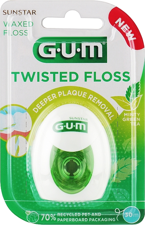 Nić dentystyczna woskowana z miętą - G.U.M Sunstar Waxed Twisted Floss — Zdjęcie N1