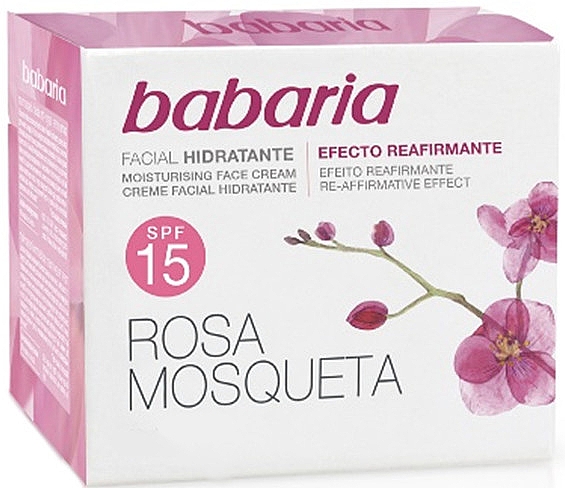 Nawilżający krem do twarzy z dzikiej róży SPF 15 - Babaria Face Cream With Rose Hip SPF15 — Zdjęcie N1