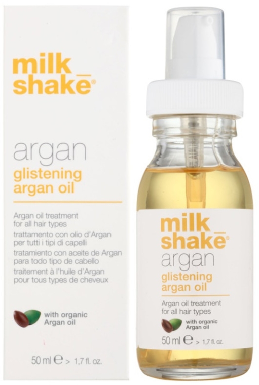 Nabłyszczający olejek arganowy do głębokiej regeneracji i stylizacji wszystkich rodzajów włosów - Milk Shake Argan Glistening Argan Oil — Zdjęcie N3
