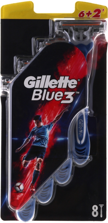 Jednorazowe maszynki do golenia, 6 + 2 szt. - Gillette Blue 3 FC Barcelona — фото N2