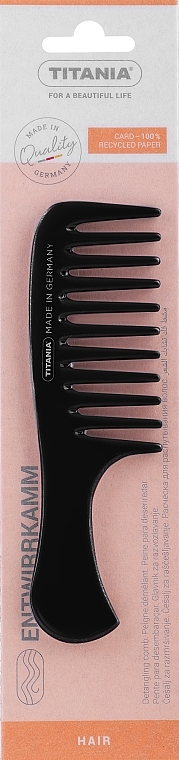 Grzebień z rączką 14,5 cm, czarny - Titania — Zdjęcie N1