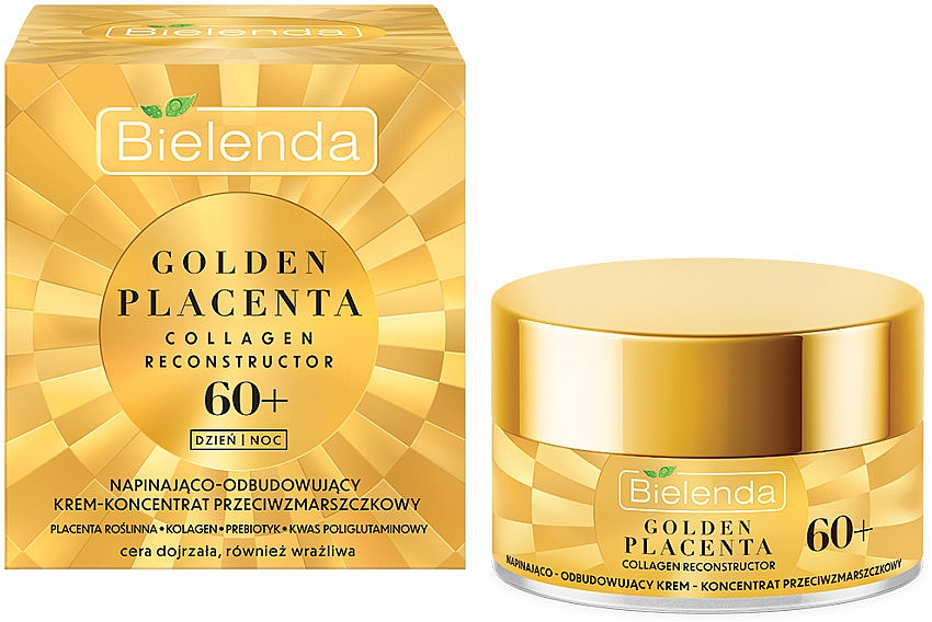 Napinająco-odbudowujący krem przeciwzmarszczkowy do twarzy 60+ - Bielenda Golden Placenta Collagen Reconstructor