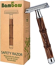 Kup Maszynka do golenia wielokrotnego użytku z bambusową rączką i wymiennym ostrzem - Bambaw Bamboo Safety Razor Slim Silver