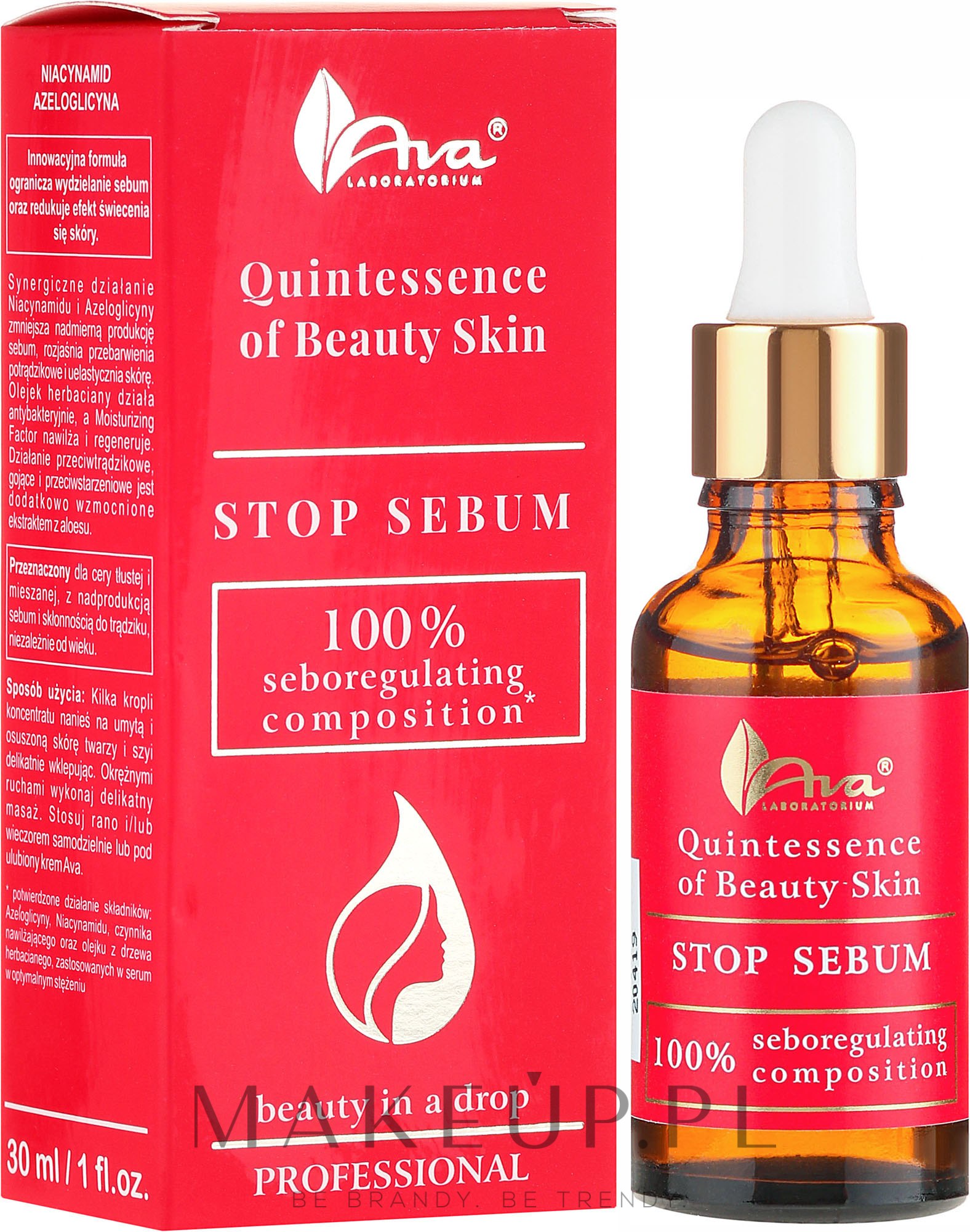 Liftingujące serum do twarzy - Ava Laboratorium Quintessence Of Beauty Stop Sebum Serum — Zdjęcie 30 ml