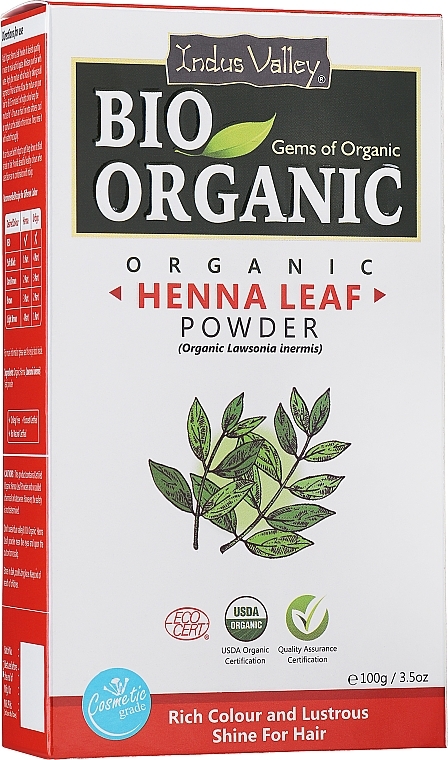 Proszek z liści henny do farbowania włosów - Indus Valley Bio Organic Henna Leaf Powder — Zdjęcie N1