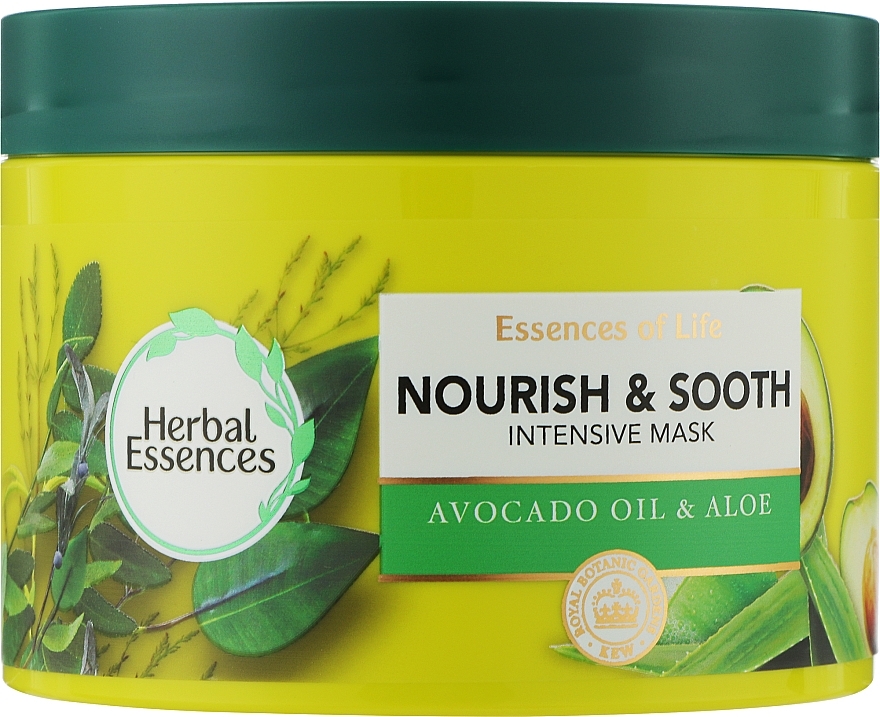 Odżywcza maska do włosów suchych - Herbal Essences Nourish & Sooth Avocado Oil & Aloe Intensive Hair Mask — Zdjęcie N1