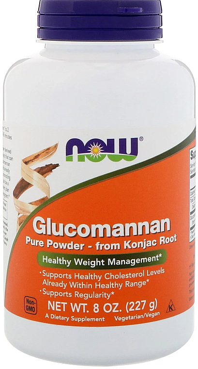 Glukomannan w proszku - Now Foods Glucomannan from Konjac Root Pure Powder — Zdjęcie N1