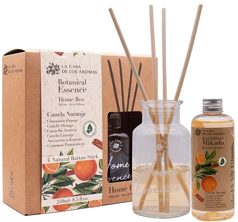 Zestaw zapachów Cynamon z pomarańczą - La Casa De Los Aromas Reed Diffuser XL Botanical Home Box Cinnamon & Orange — Zdjęcie N1