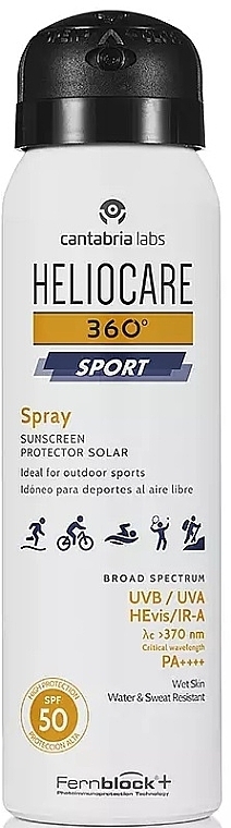 Spray przeciwsłoneczny do ciała SPF 50+ - Cantabria Labs Heliocare 360º Sport Spray SPF50 — Zdjęcie N1