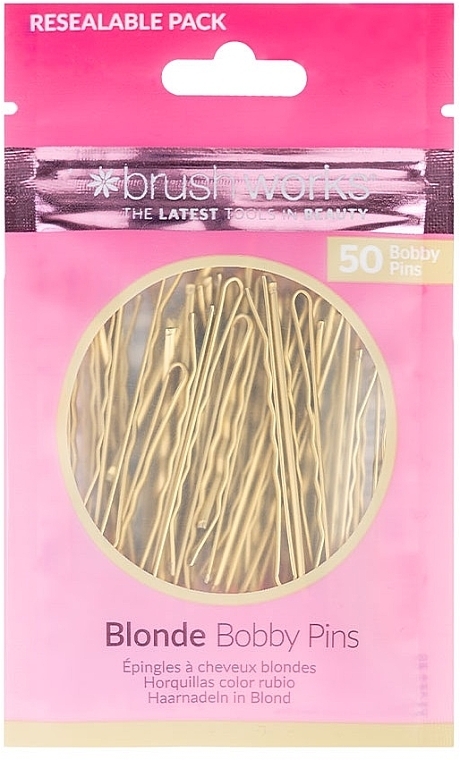 Wsuwki do włosów, złote - Brushworks Blonde Bobby Pins — Zdjęcie N1