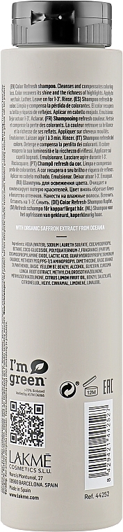 Szampon odświeżający kolor włosów w odcieniach miedzi - Lakmé Teknia Saffron Copper Shampoo Refresh — Zdjęcie N2