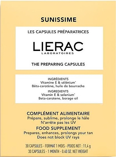 Suplement do opalania - Lierac Sunissime The Preparing Capsules — Zdjęcie N1