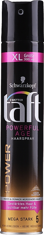 Lakier do włosów z keratyną - Taft Powerful Age Hairspray — Zdjęcie N1