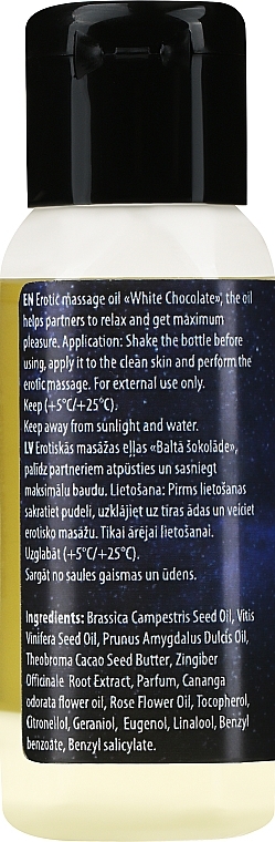 Olejek do masażu erotycznego Biała czekolada - Verana Erotic Massage Oil White Chocolate — Zdjęcie N2