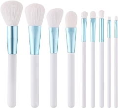 Zestaw pędzli do makijażu, 9 szt., Biało-niebieskie - Tools For Beauty MiMo White Set — Zdjęcie N1