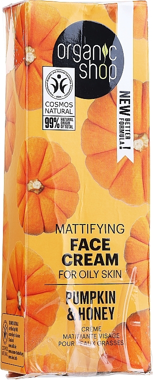 PRZECENA! Krem do twarzy Dynia i miód - Organic Shop Mattifyng Cream Pumpkin & Honey * — Zdjęcie N3
