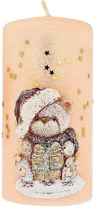 Świeca dekoracyjna, 7x14 cm, piaskowa - Artman Teddy Candle — Zdjęcie N1