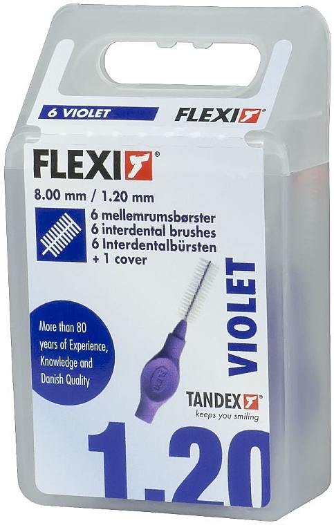 Szczoteczki międzyzębowe 1,2 mm, fioletowe, 6 szt. - Tandex Flexi Medium — Zdjęcie N3