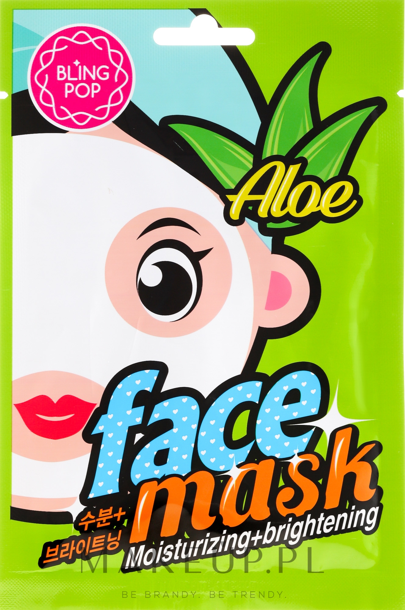 Nawilżająca i rozświetlająca maska do twarzy w płachcie z aloesem - Bling Pop Aloe Moisturizing & Brightening Face Mask — Zdjęcie 20 ml